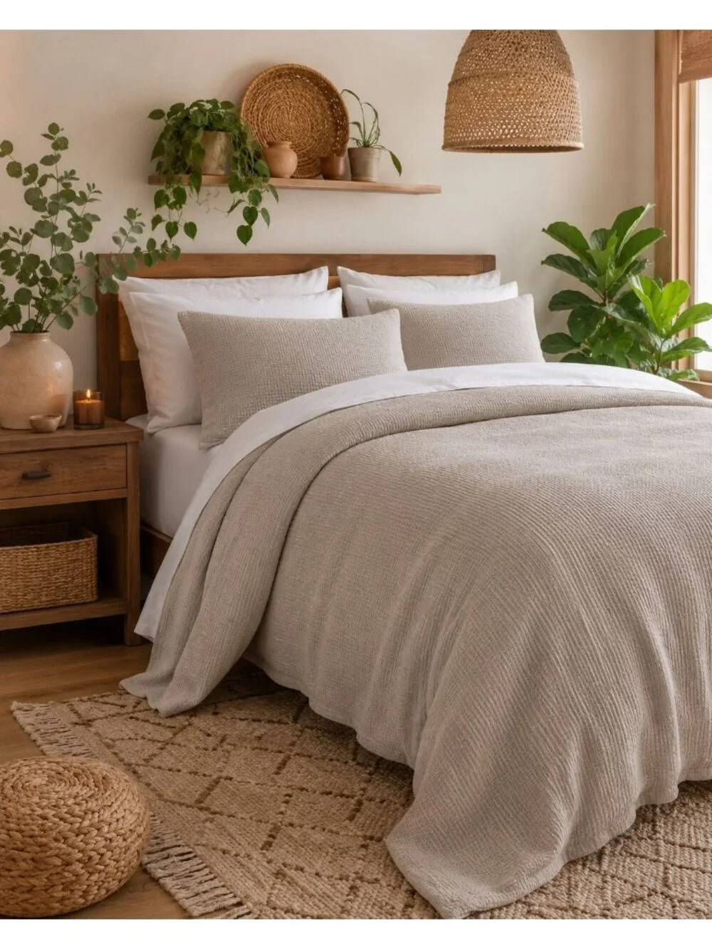 S26a | Quince Organic Luxe Honeycomb Duvet Cover Set King Cal King Sand NWOT